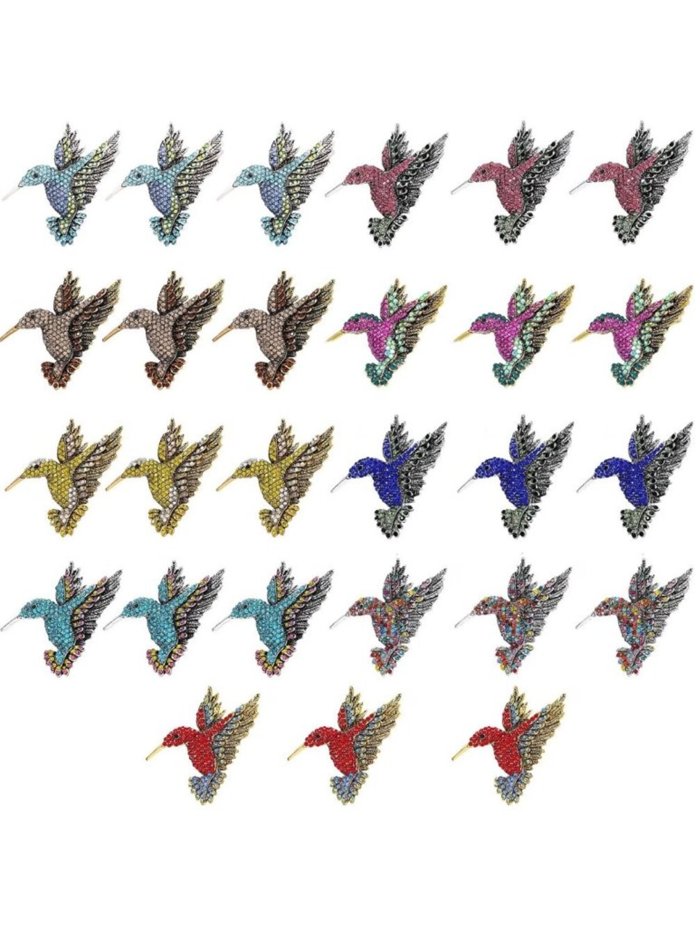 Elegant Hummingbird Brooch Pin Set for Women & Men - 9 Colorful Fashion